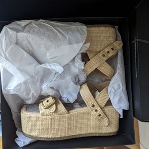 Coach platform rattan sandals